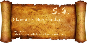 Stancsik Henrietta névjegykártya